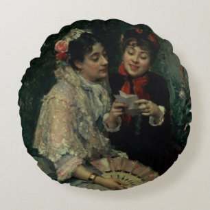 Two Spanish Women Round Cushion