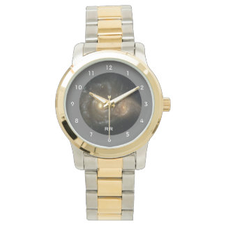 Two Spiral Galaxies Collide Two Tone Personal Watch
