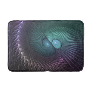 Two Spirals Colourful Modern Abstract Fractal Art Bath Mat