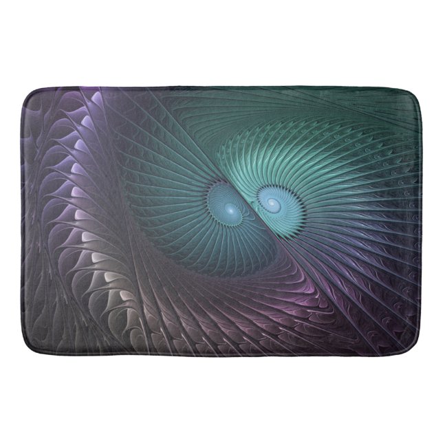 Two Spirals Colourful Modern Abstract Fractal Art Bath Mat (Front)