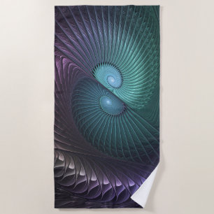 Two Spirals Colourful Modern Abstract Fractal Art Beach Towel
