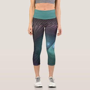 Two Spirals Colourful Modern Abstract Fractal Art Capri Leggings