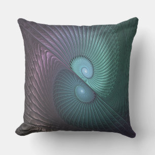 Two Spirals Colourful Modern Abstract Fractal Art Cushion