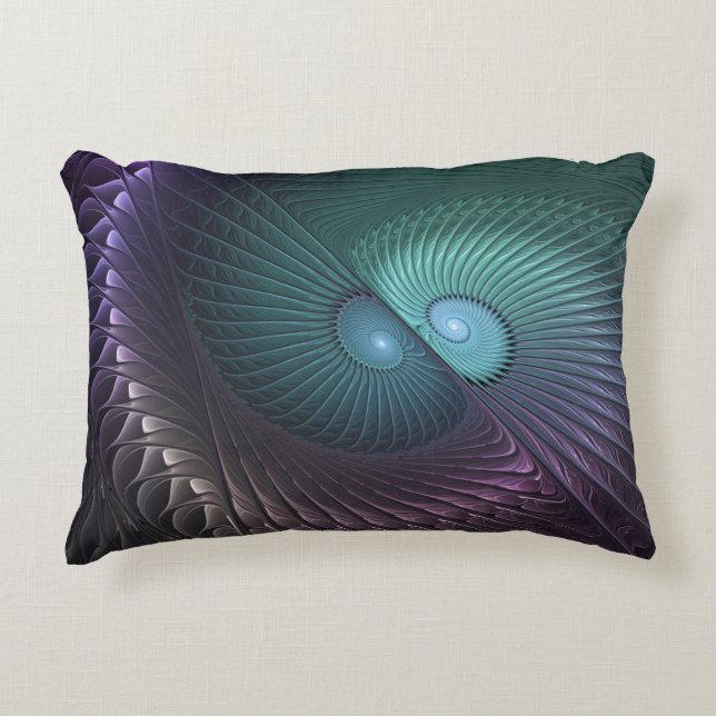 Two Spirals Colourful Modern Abstract Fractal Art Decorative Cushion (Front)