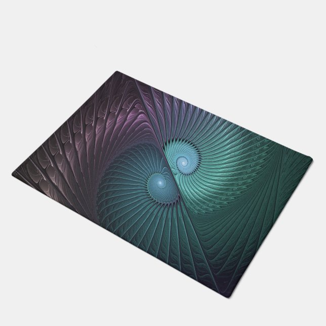 Two Spirals Colourful Modern Abstract Fractal Art Doormat (Angled)