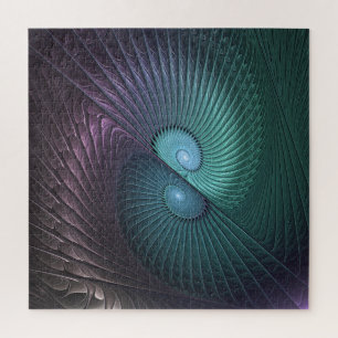 Two Spirals Colourful Modern Abstract Fractal Art Jigsaw Puzzle