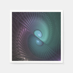 Two Spirals Colourful Modern Abstract Fractal Art Napkin