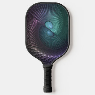 Two Spirals Colourful Modern Abstract Fractal Art Pickleball Paddle