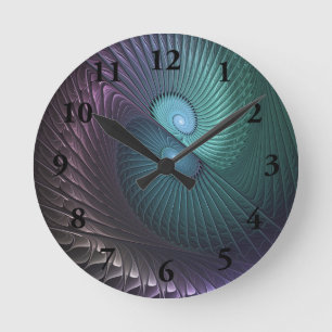 Two Spirals Colourful Modern Abstract Fractal Art Round Clock