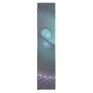 Two Spirals Colourful Modern Abstract Fractal Art Short Table Runner