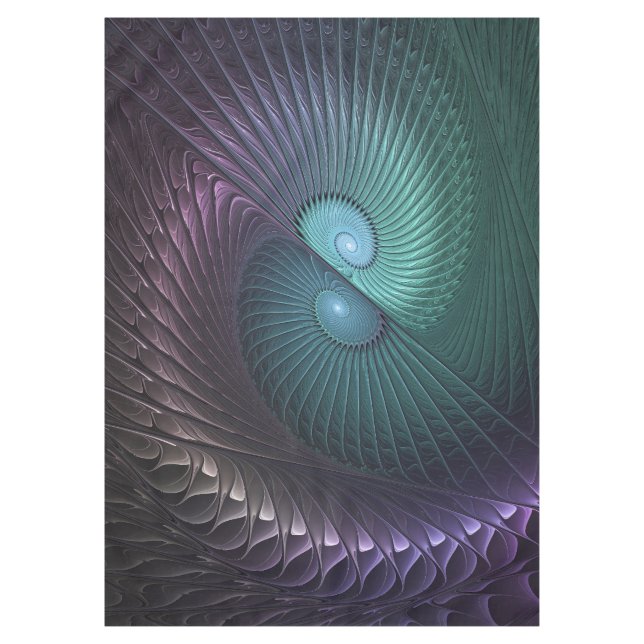 Two Spirals Colourful Modern Abstract Fractal Art Tablecloth (Front)