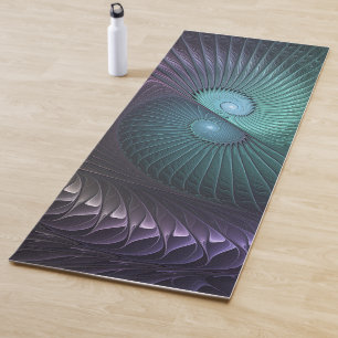 Two Spirals Colourful Modern Abstract Fractal Art Yoga Mat