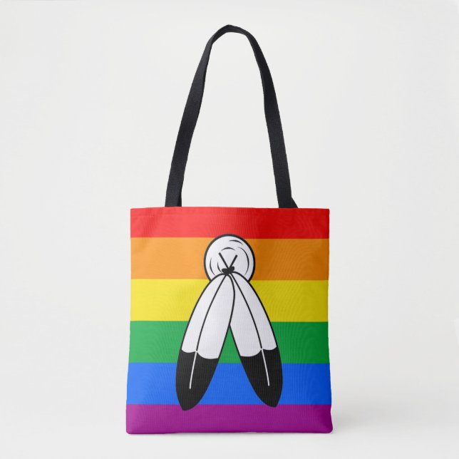 Two-Spirit LGBTQ+ Pride Flag Tote Bag (Front)