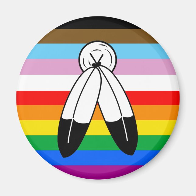 Two-Spirit LGBTQ+ Progress Pride Flag Magnet (Front)