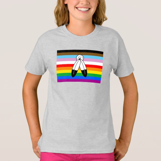 Two-Spirit LGBTQ+ Progress Pride Flag T-Shirt (Front)