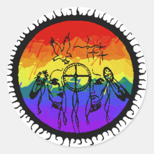 Two-Spirit Mountain Scape Classic Round Sticker