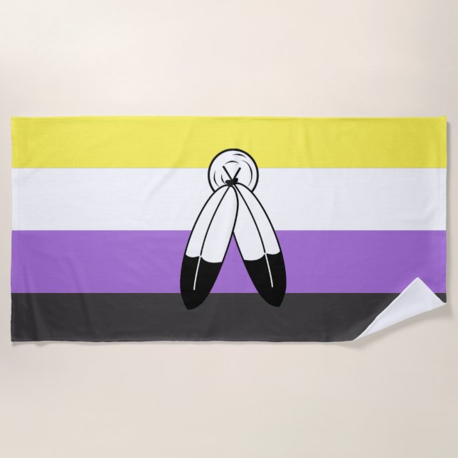 Two-Spirit Nonbinary Pride Flag Beach Towel (Front)