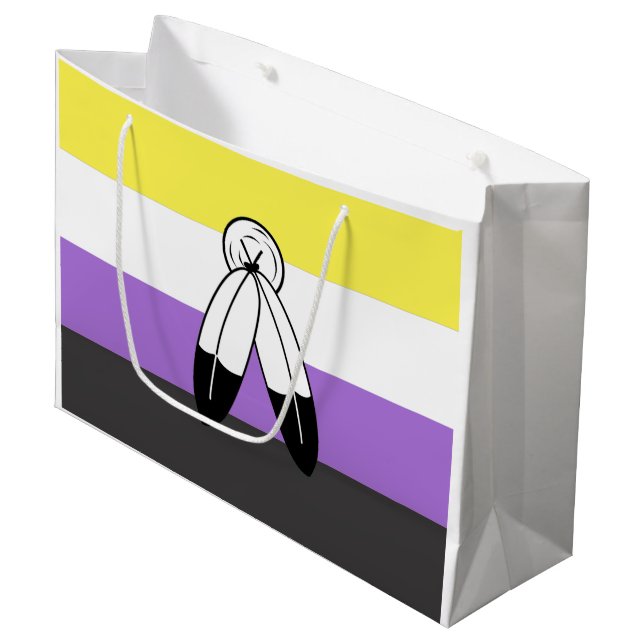 Two-Spirit Nonbinary Pride Flag Large Gift Bag (Front Angled)