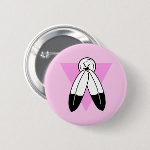 Two-Spirit Pink Triangle Flag 6 Cm Round Badge