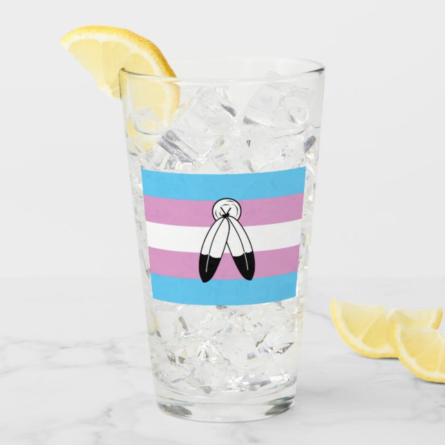 Two-Spirit Trans Pride Flag Glass (Front Ice)