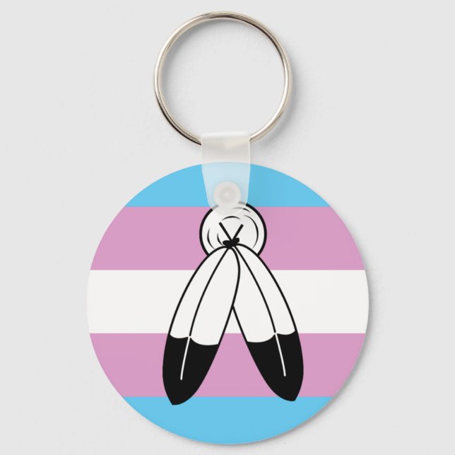 Two-Spirit Trans Pride Flag Key Ring (Front)