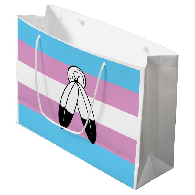 Two-Spirit Trans Pride Flag Large Gift Bag (Front Angled)