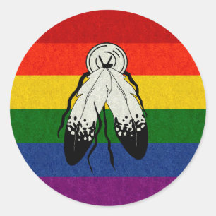 Two-Spirited Pride Flag Coloured Background Design Classic Round Sticker