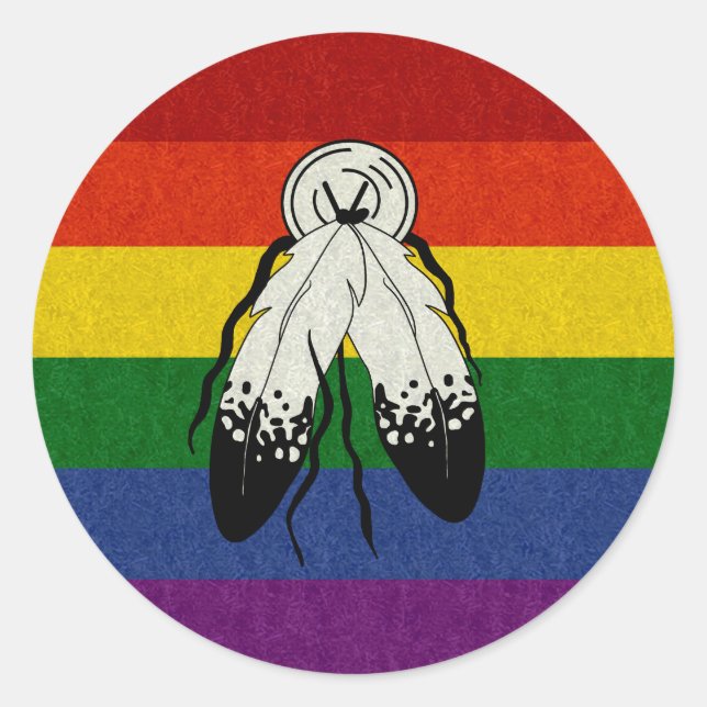 Two-Spirited Pride Flag Coloured Background Design Classic Round Sticker (Front)