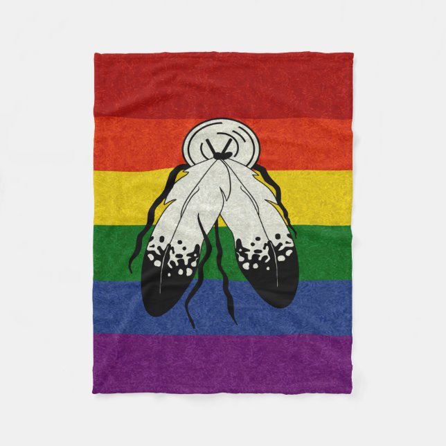 Two-Spirited Pride Flag Coloured Background Design Fleece Blanket (Front)