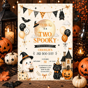 Two Spook Halloween Birthday Party Invitation