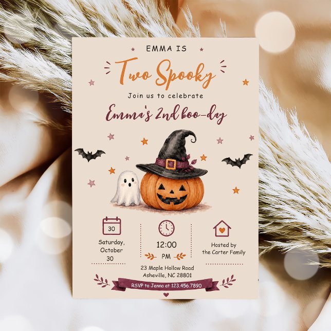 Two Spook Halloween Birthday Party Invitation (Creator Uploaded)