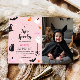 Two Spook Halloween Birthday Party Photo Invitation