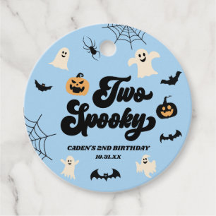 Two Spooky Blue Halloween 2nd Birthday Party Favour Tags