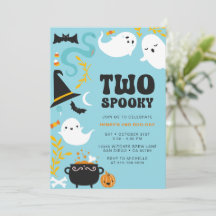 TWO SPOOKY Cute and Modern BOY Ghost Invitation