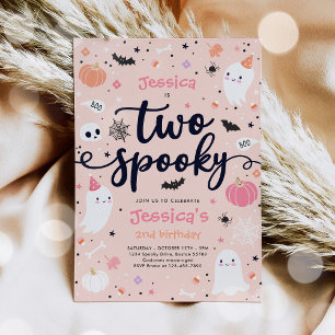 Two Spooky Cute Halloween Ghost 2nd Birthday Party Invitation