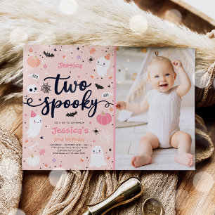 Two Spooky Cute Halloween Ghost 2nd Birthday Party Invitation