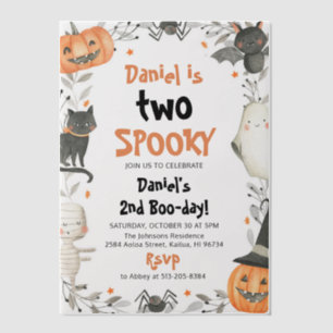 Two Spooky Cute Halloween Ghost 2nd Birthday Party Vellum Invitations