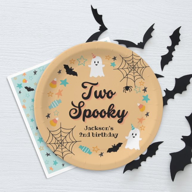 Two Spooky Gender Neutral Halloween Birthday Party Paper Plate (Creator Uploaded)