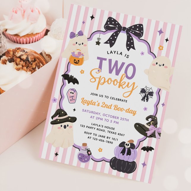 Two Spooky Ghost Halloween 2nd Birthday  Invitation (Creator Uploaded)