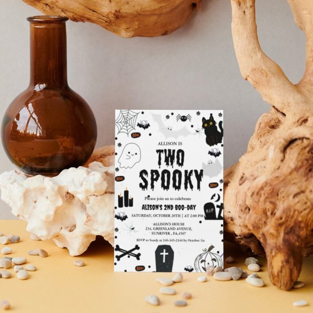 Two Spooky  Ghost Halloween 2nd Birthday party Invitation (Creator Uploaded)
