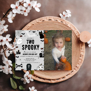 Two Spooky  Ghost Halloween 2nd Birthday party Invitation