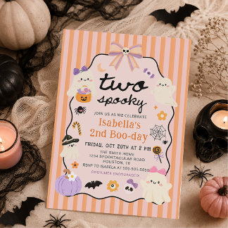 Two Spooky Ghost Halloween Birthday Photo Invitation