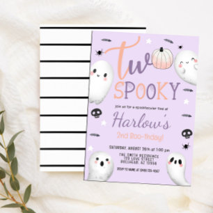 Two Spooky Ghost Pastel Purple Halloween Birthday  Invitation