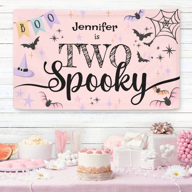 TWO Spooky Girl Cute Ghost Halloween 2nd Birthday Banner (Creator Uploaded)