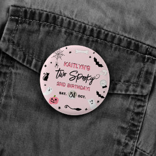 Two Spooky! Girls Halloween 2nd Birthday Party 3 Cm Round Badge