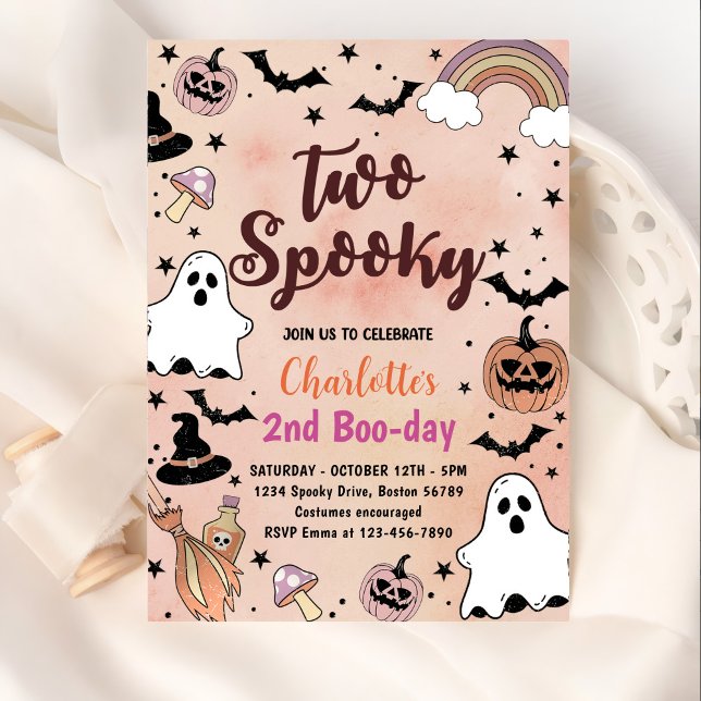 Two Spooky Halloween 2nd Birthday Party Invitation (Creator Uploaded)