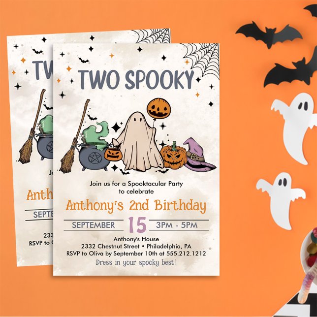Two Spooky Halloween 2nd Birthday Party Invitation (Creator Uploaded)