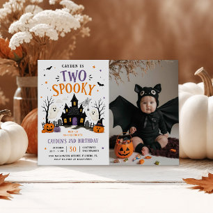 Two Spooky Halloween 2nd Birthday Party Photo Invitation