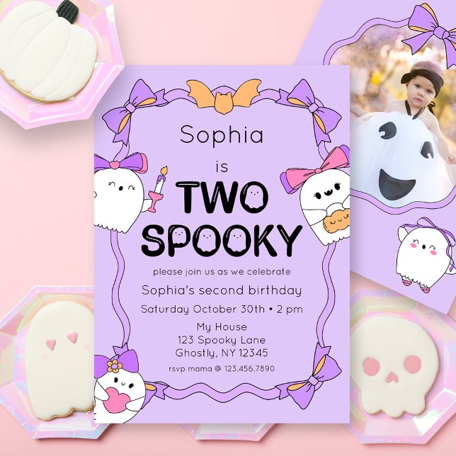 Two Spooky Halloween 2nd Birthday Photo Invitation (Creator Uploaded)