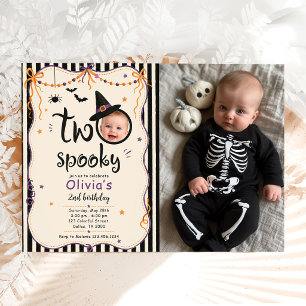 Two Spooky Halloween 2nd Birthday Photo Invitation